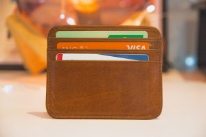 A wallet with credit cards in it